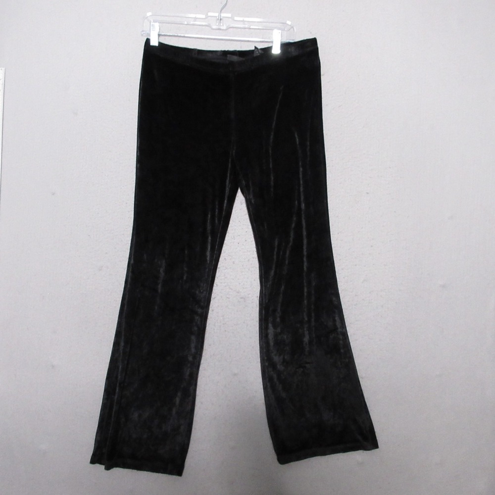 Vintage Express Pants Black Velvet Y2K 90s Pull On Whimsigoth Wide Leg Boho Vamp